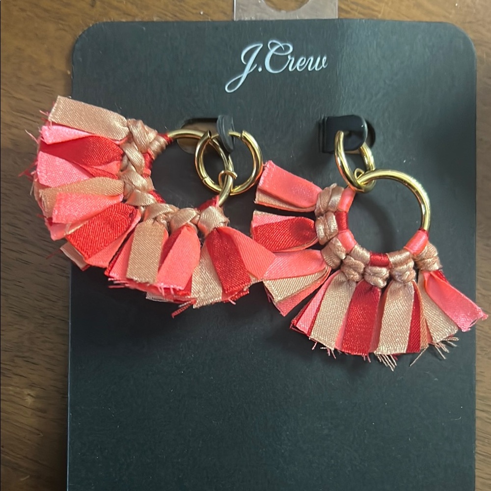 J. Crew Red and Gold Tassel Earrings